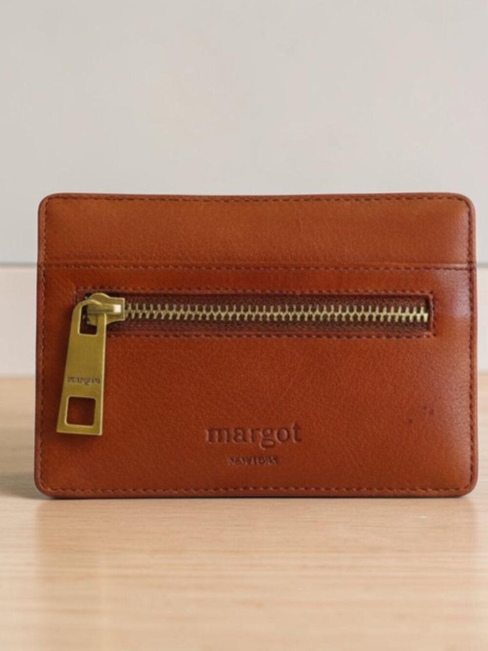 Margot New York Cognac Leather ID Card Case Wallet